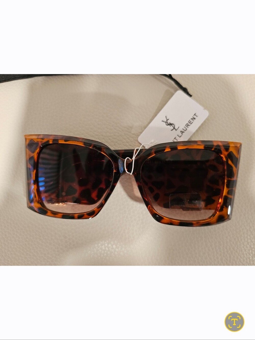 Saint Laurent Tortoise Shell Square Sunglasses - Dark Brown